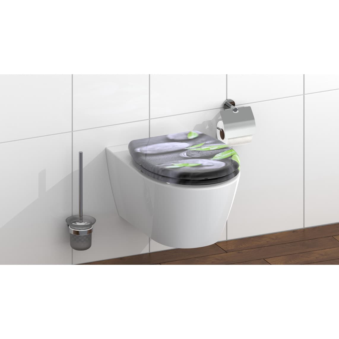 82374 abattant WC en Duroplast STONE, avec frein de chute et déclipsable