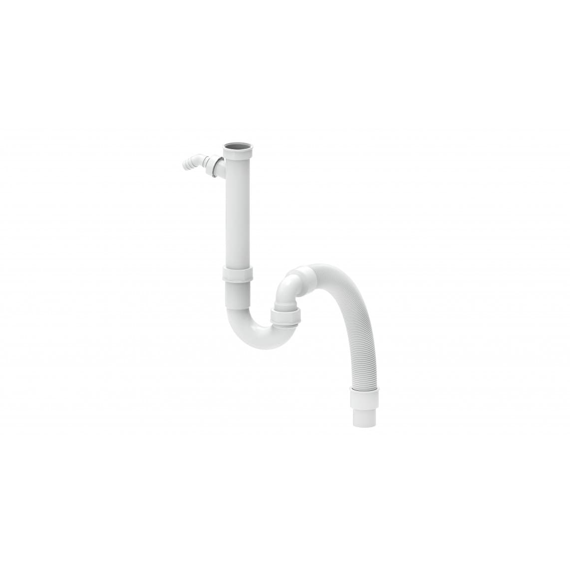 98836548 KS Evier flexible-siphon tubulaire, blanc, 1 1/2" F x DN 40/50 mm, avec 3/4" Raccordement de l'appareil