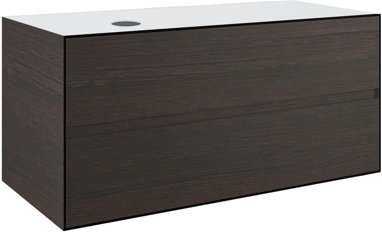 SOUS MEUBLE 2 TIROIRS+ TABLET POUR LAVABO A POSER GAUCHE TENSO 120CM TENSO SANS TROU ROBINET WENGE