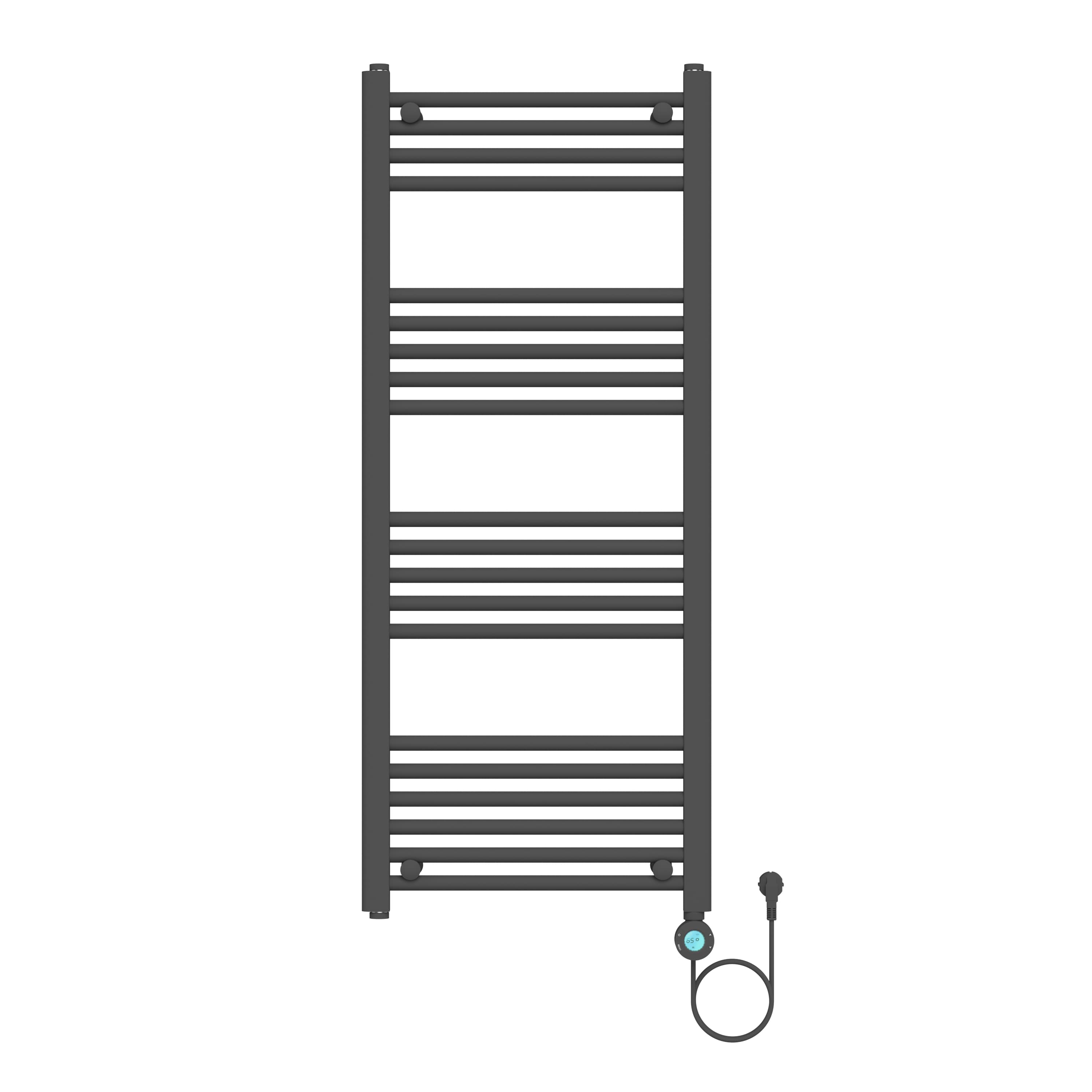 BELRAD SÈCHE-SERVIETTES ÉLECTRIQUE – AVEC THERMOSTAT NUMÉRIQUE PROGRAMMABLE – SMART WIFI - RACCORD À DROITE – 700W – 1200X500 MM – NOIR MAT