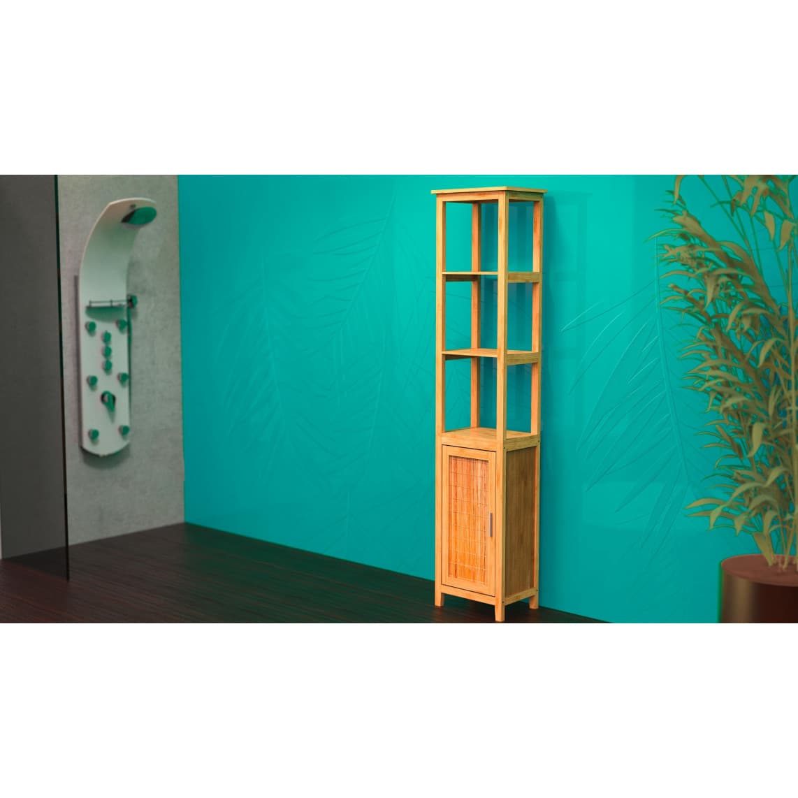 BMBA02-SR Bambou Armoire haute, avec 3 compartiments