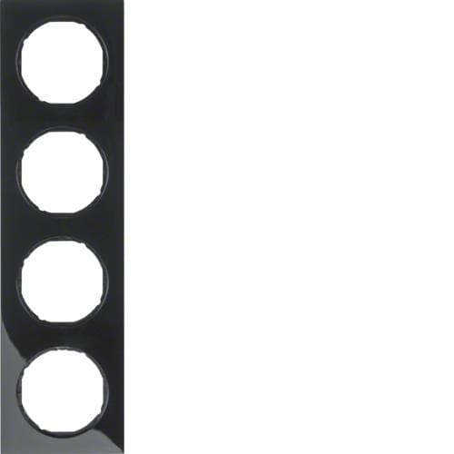 Plaque de recouvrement 4 postes Berker R.3 Noir, brillant