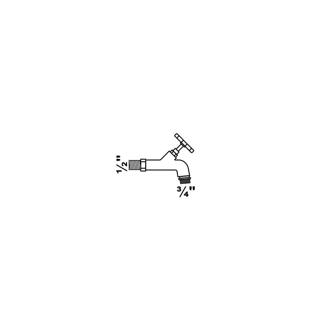 986196148 Outlet valve with handwheel, chrome, 1/2" male x 3/4" male, with pipe aerator