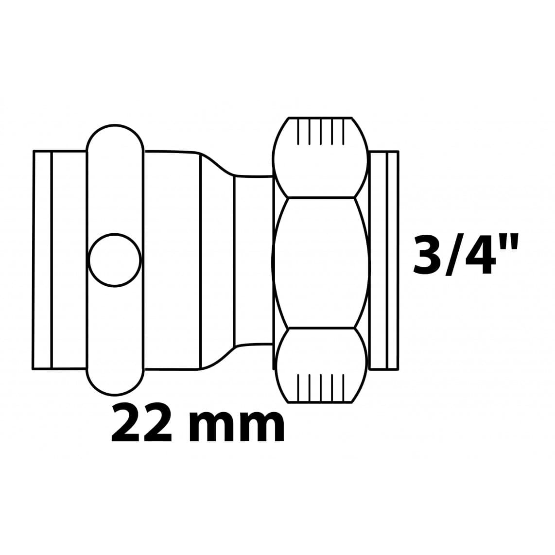 988628754 BR raccord de transition à serrer, vierge, 22 mm x 3/4" F, 1 manchon, (P4355)