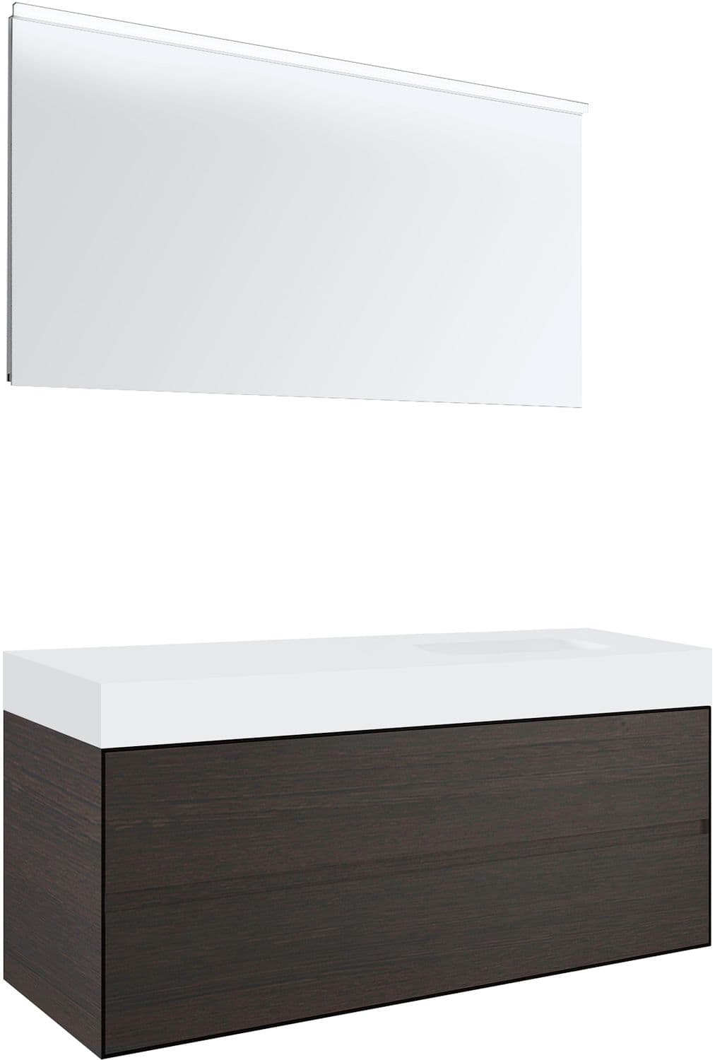 MEUBLE 2 TIROIRS POUR TABLET PURO 1 LAVABO DROITE TENSO 90CM WENGE AVEC MIROIR
