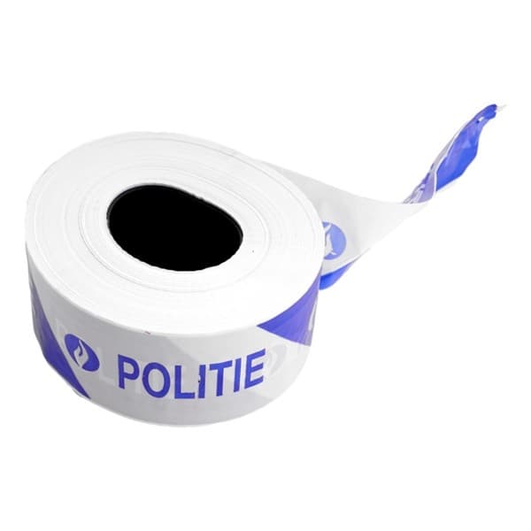 Ruban de balisage 80 x 500mm Bleu / Blanc 'politie' + logo