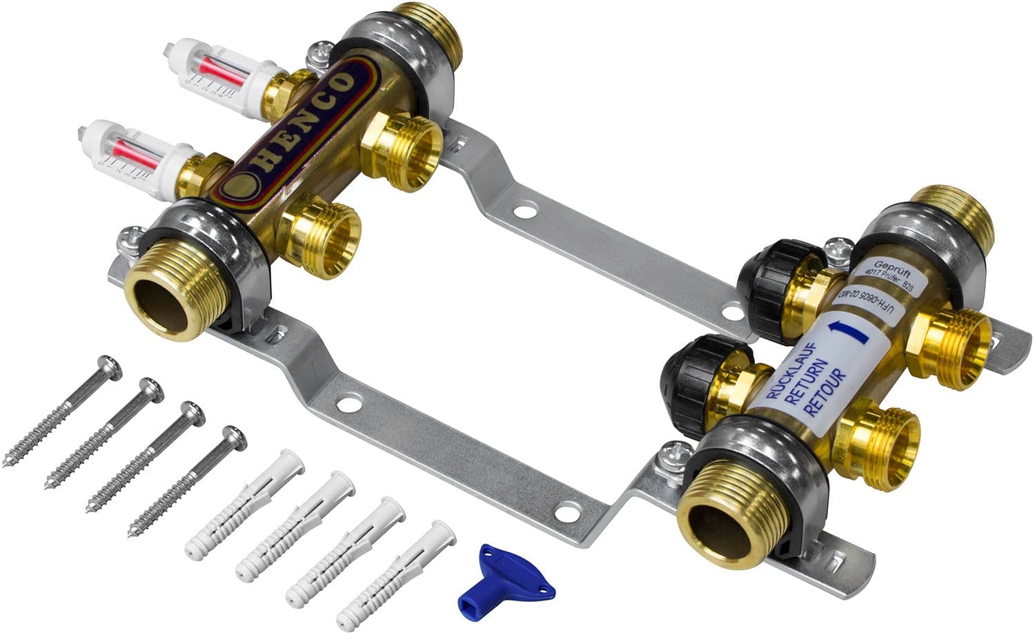 COLLECTEUR HENCO CHAUFFAGE SOL 4/4"M-12X3/4"EK AVEC DEBITMETRE