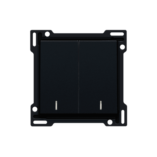 Set de finition avec double voyant pour interrupteur double allumage, interrupteur va-et-vient + bouton-poussoir N.O., interrupteur va-et-vient double ou bouton-poussoir double N.O. ou N.F., couleur black coated