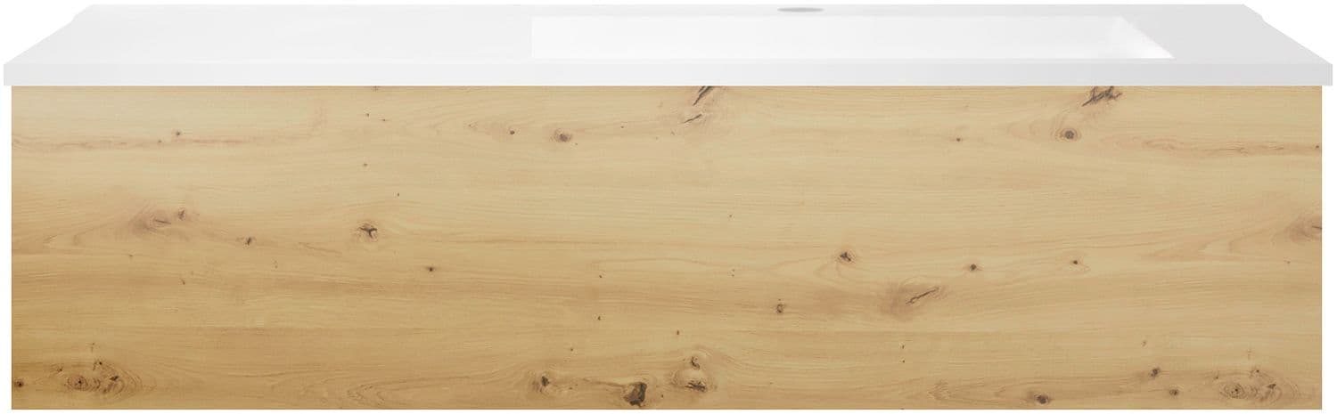 SOUS MEUBLE COFFEE 1 TIROIR 120 CHENE DECOR URBAN+LAVABO EN MARBRE SYNTHETIQUE DROITE BLANC