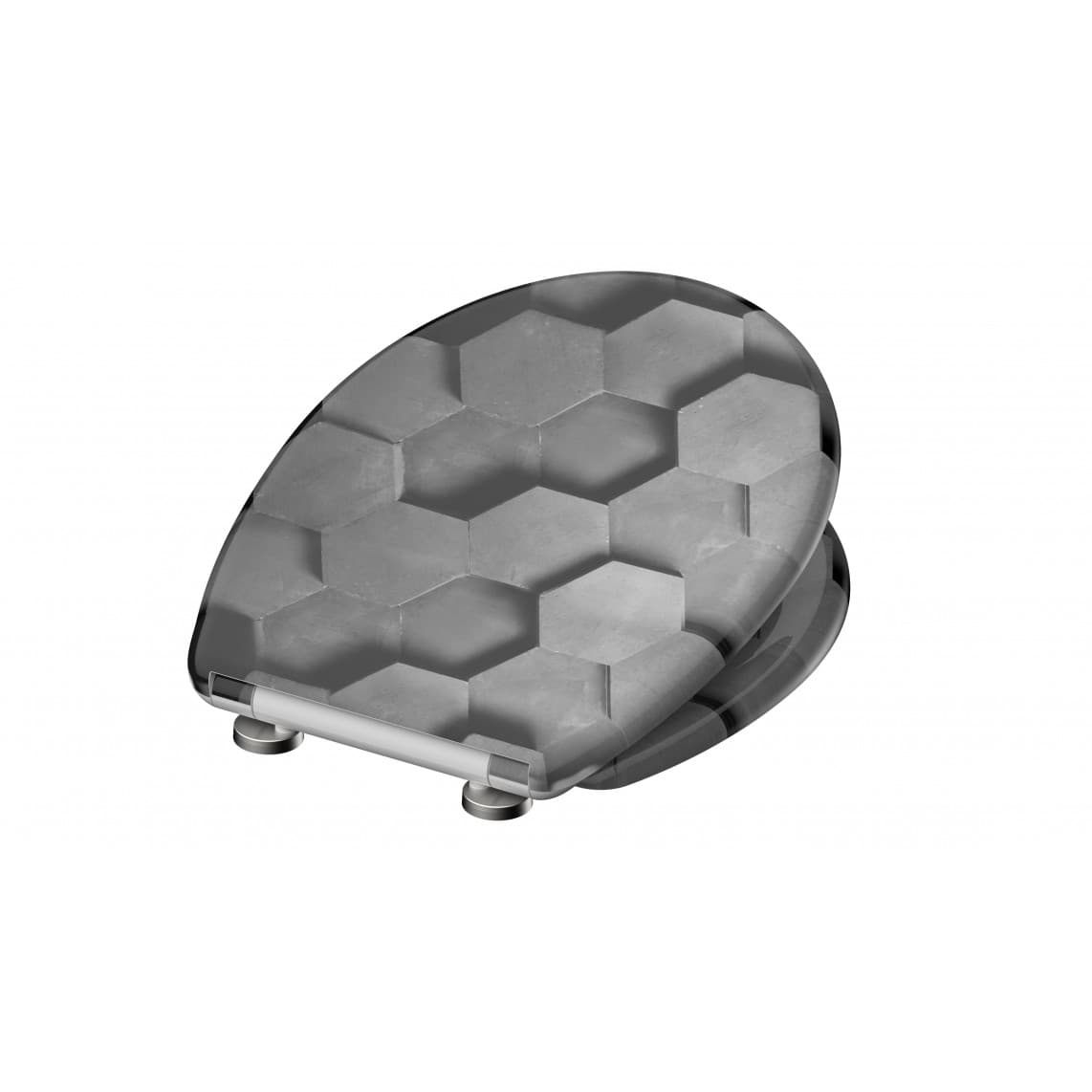 82392 abattant WC en Duroplast GREY HEXAGONS, avec frein de chute et déclipsable