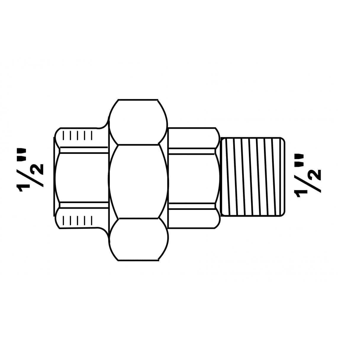 989831055 FM raccord à visser, galvanisé, 1/2" F x 1/2" M, à joint plat, (331)