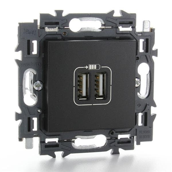 Valena prise Usb double type A appareil complet Noir à griffes