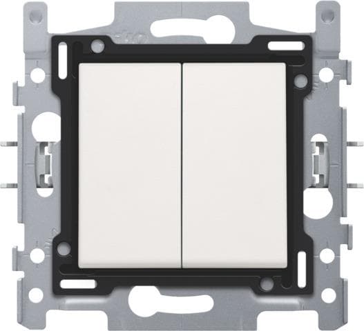 Interrupteur double allumage, socle et set de finition Blanc