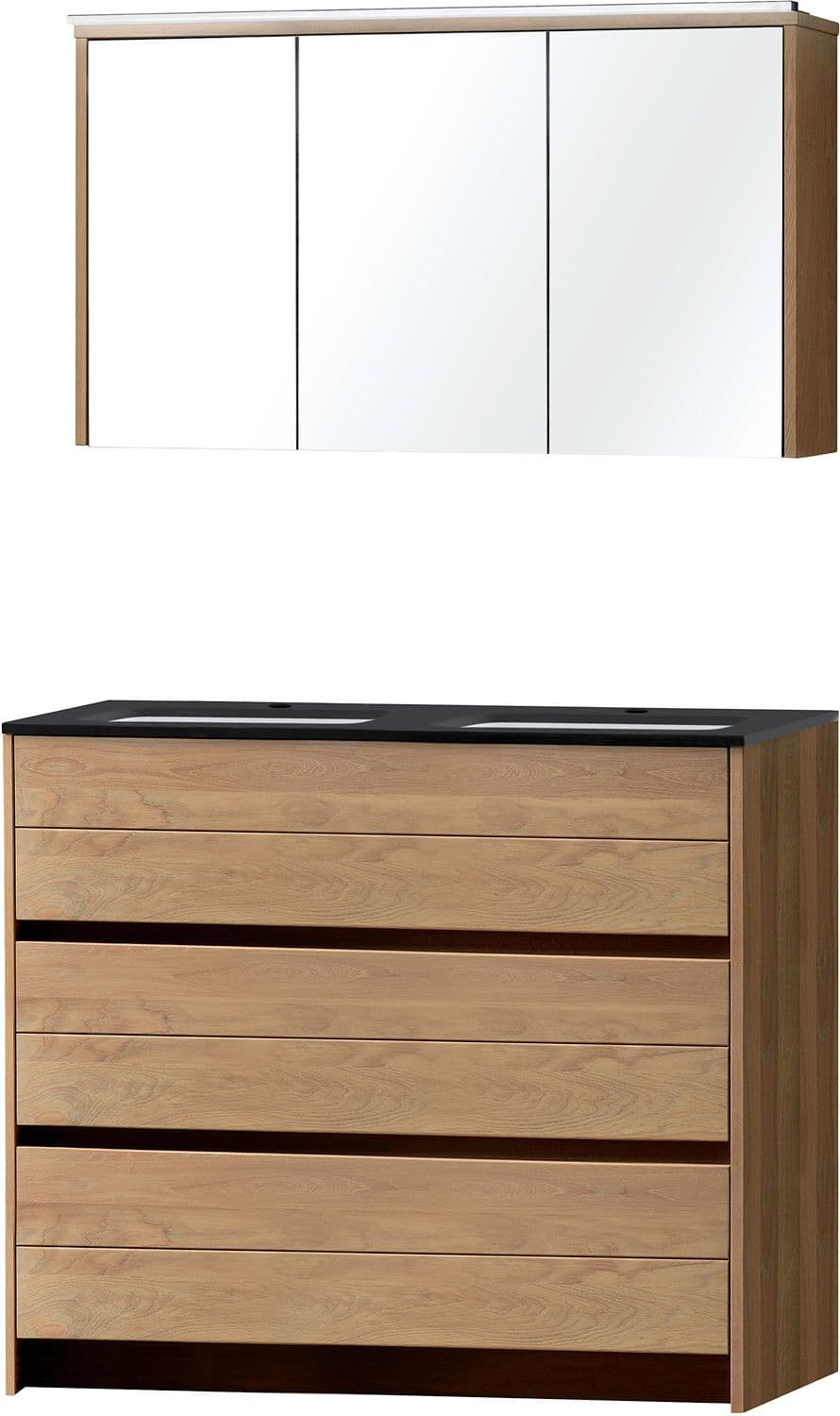 MEUBLE MOLTO SOL CHENE MASSIF DUO 120 BLEU BELGE ARMOIRE TOILETTE