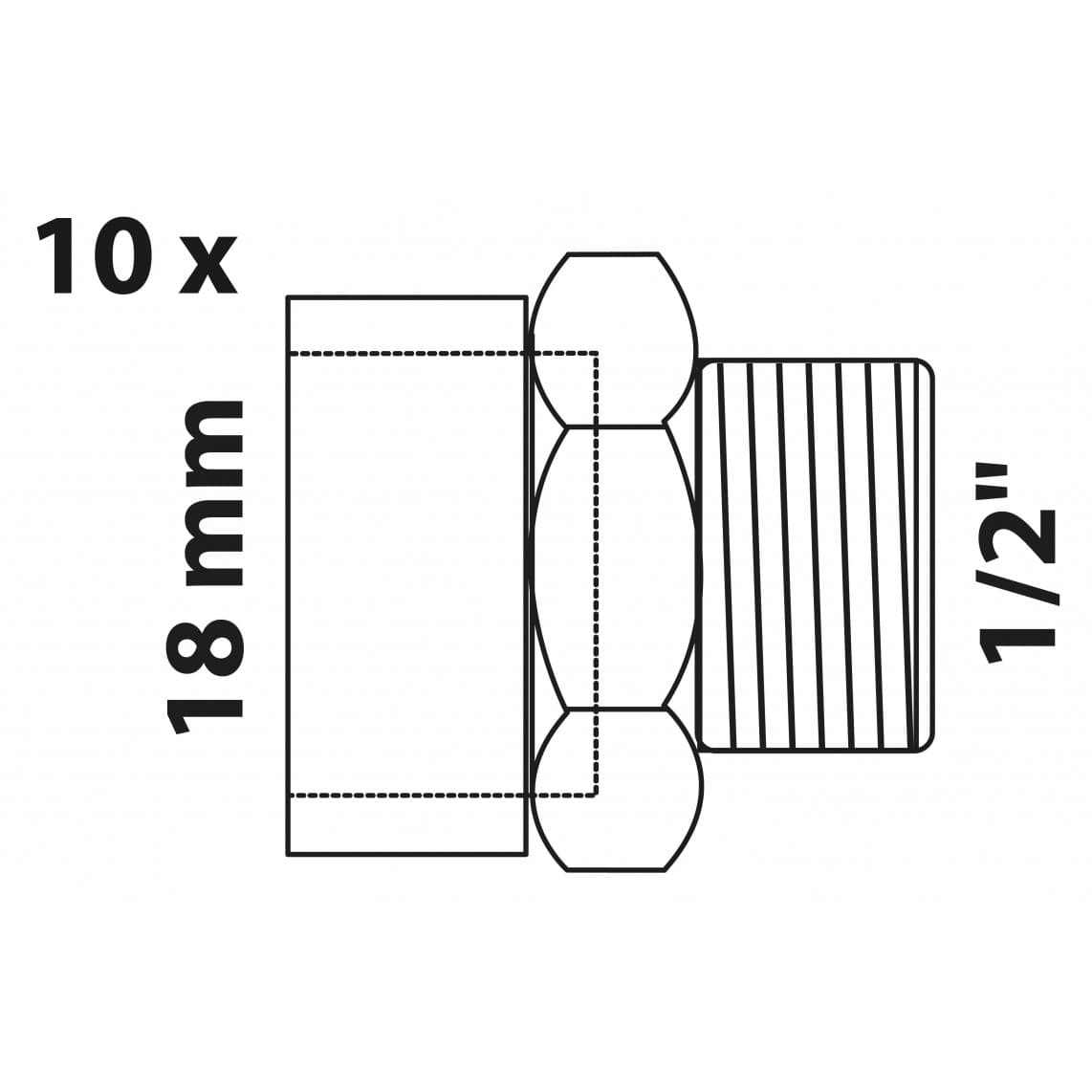 989088655 BR Mamelon de transition, vierge, 18 mm x 1/2" M, 1 manchon (4243g) (10x)