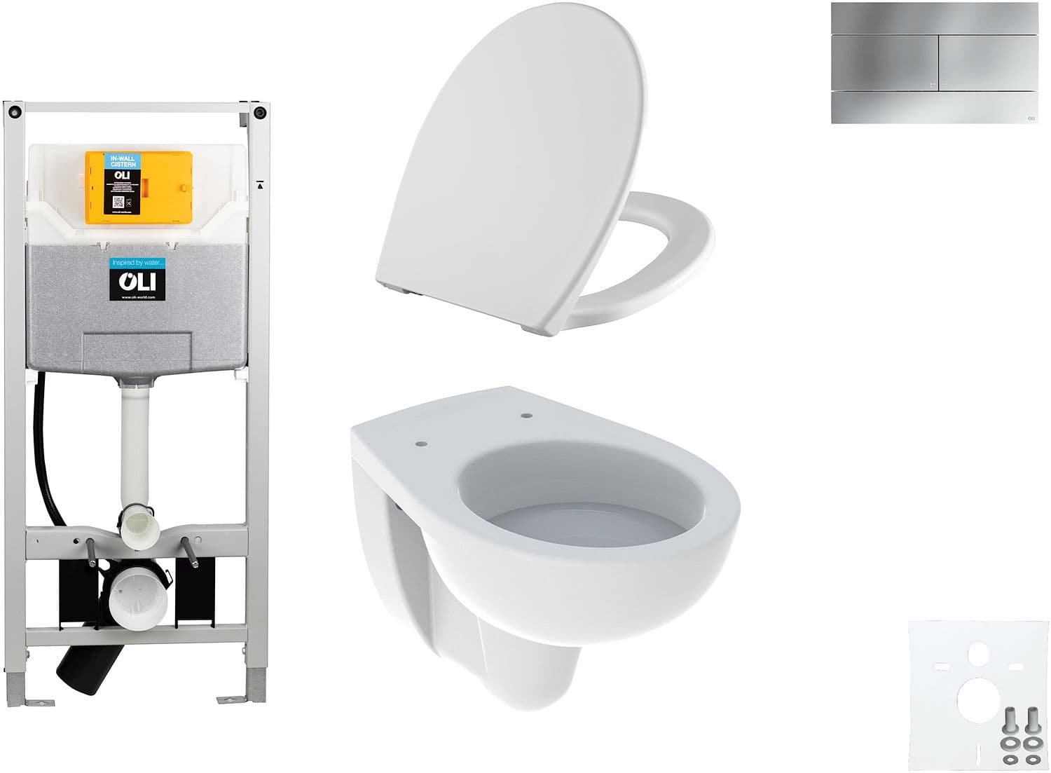 WALLFIX OLI WC SUSPENDU BASTIA D600 SOFTCLOSE + LIFT-OFF SLIM MAT CHROME