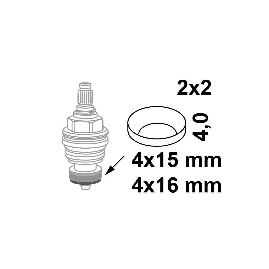 98696290 Assortiment de joints de tête de soupape, Caoutchouc, 4 x 15 x 4/4 x 16 x 4 mm pour tête (2x2)