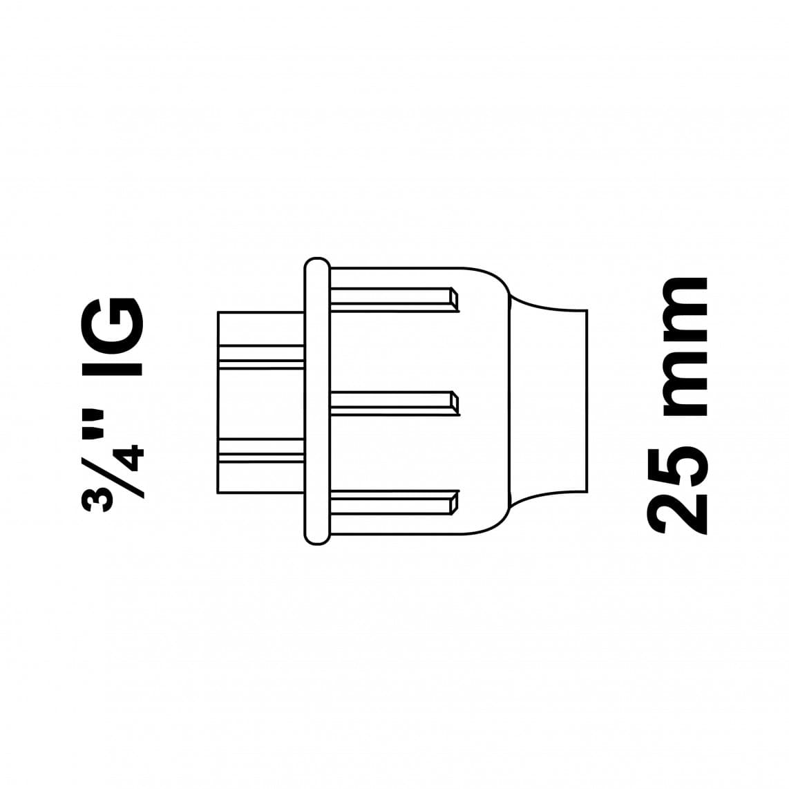 984843217 PP pièce intermédiaire, 25 mm x 3/4" F, raccord à serrer pour PEHD/socarex