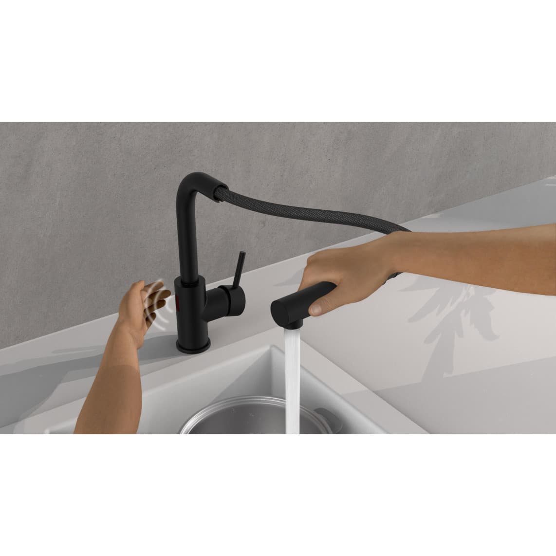99760 VITAL Sensor sink mixer, black matt, with pull-out spout