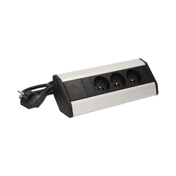 Furniture socket with 1.8m cable. 3 x 250Vac / 16A; 3680W; IP20; cabel lenght 1,8 m.