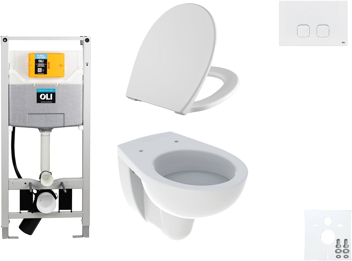 WALLFIX OLI WC SUSPENDU BASTIA D600 SOFTCLOSE + LIFT-OFF PLAIN BLANC