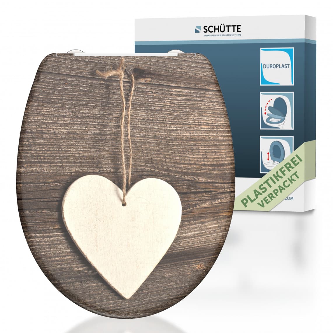 82377 abattant WC en Duroplast WOOD HEART, avec frein de chute et déclipsable