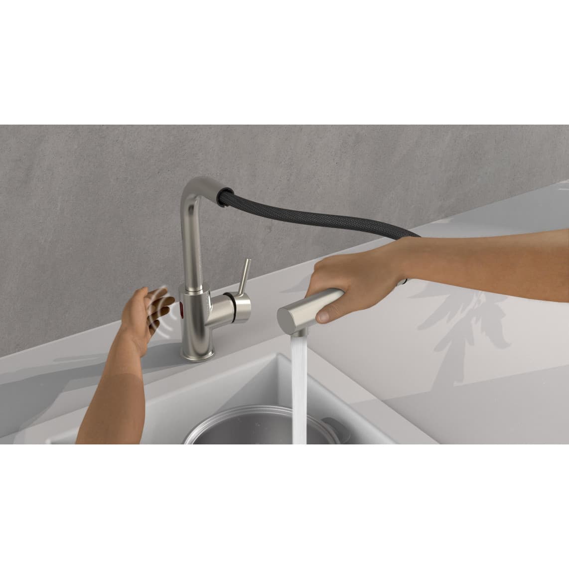 99705 VITAL Sensor keukenkraan met uittrekbare uitloop, RVS look