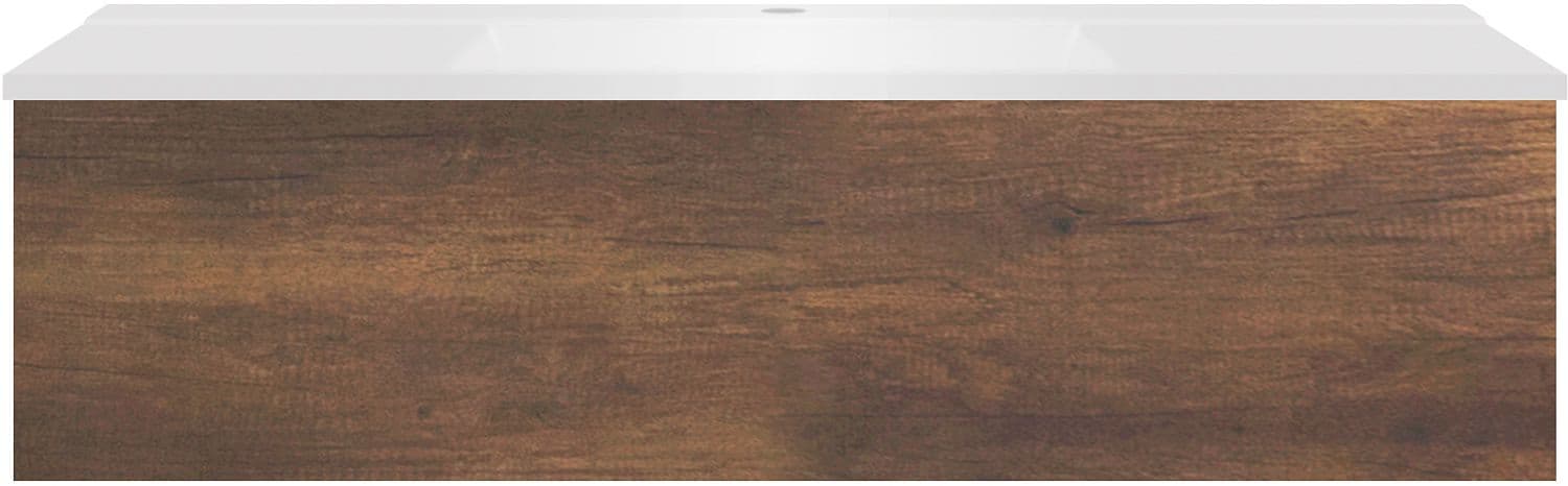SOUS MEUBLE COFFEE 1 TIROIR 120 CHENE DECOR ROUILLE+LAVABO BLANC