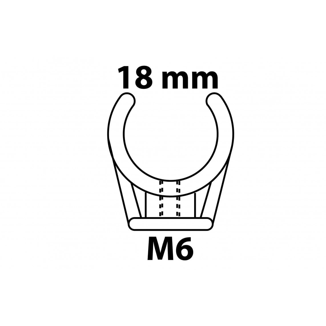 989183117 clip de fixation pour tube, simple, 18 mm, avec manchon fileté M6