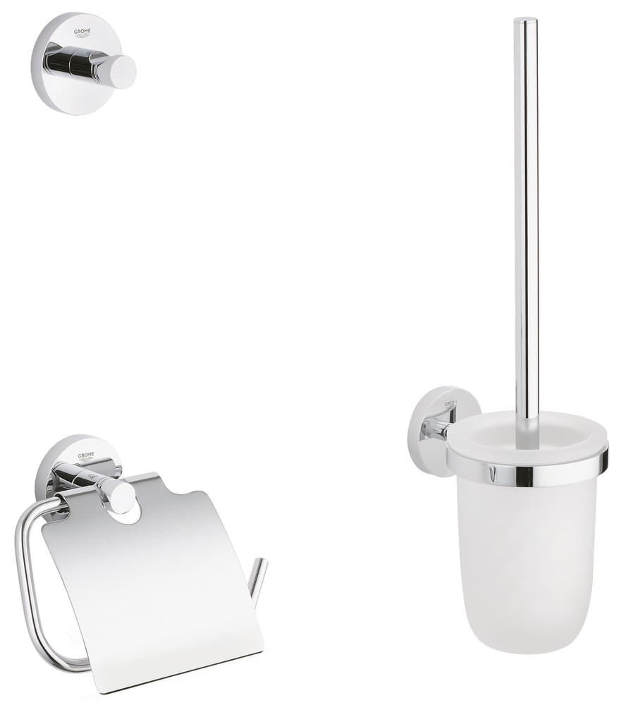 Grohe Essentials set toilettes porte-balai crochet porte-papier couvercle chromé