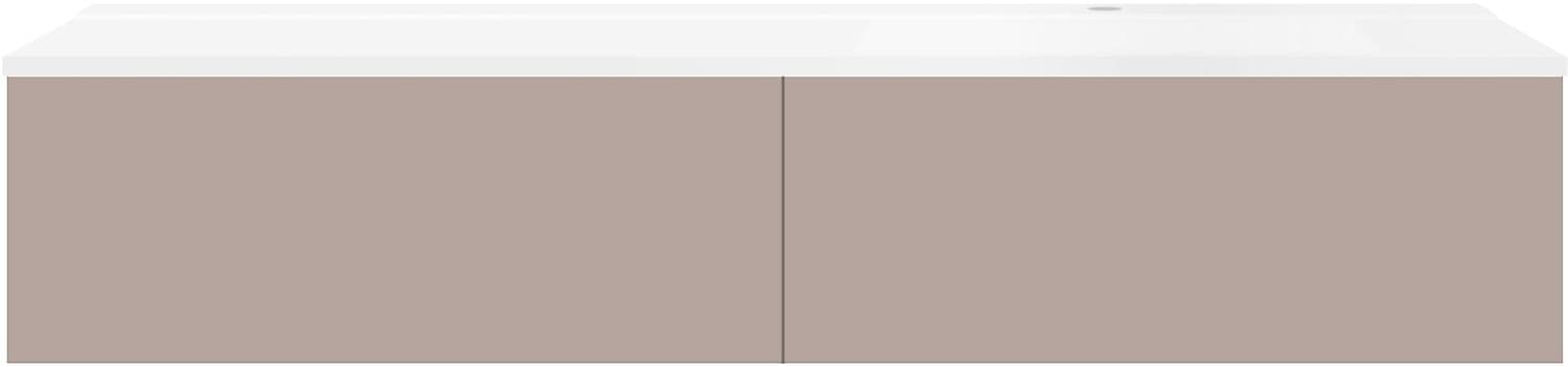 SOUS MEUBLE COFFEE 2 TIROIRS 160 MAT BASALTGRIJS+LAVABO DROITE BLANC
