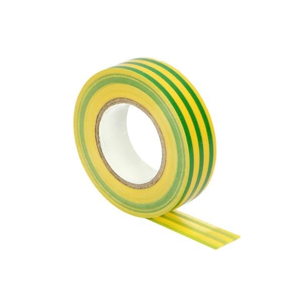Ruban isolant, ignifuge, Vert Jaune 19mm de large, 0,13mm d'épaisseur, 20m de long