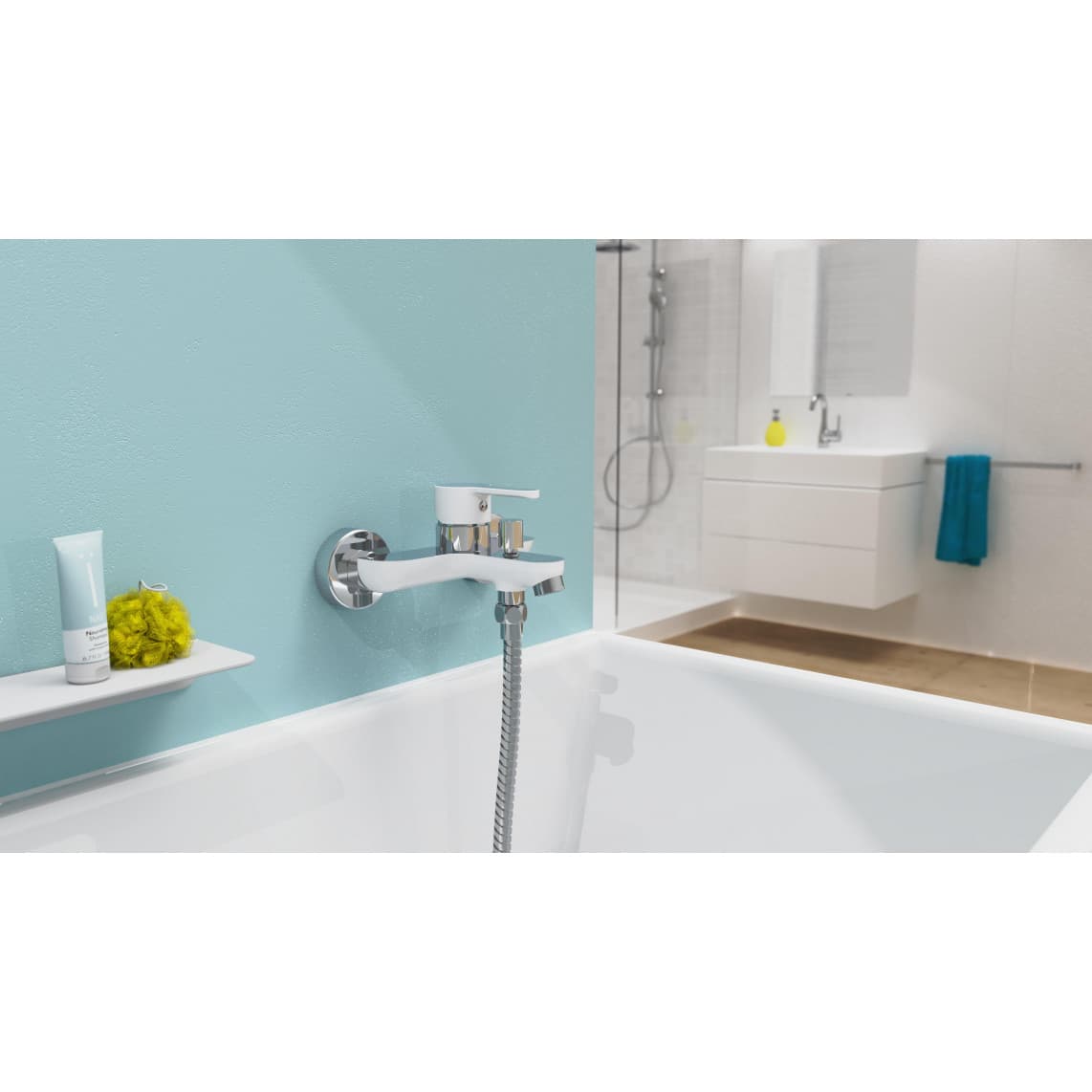 NI023DINWCR DIZIANI Bathtub mixer, white/chrome
