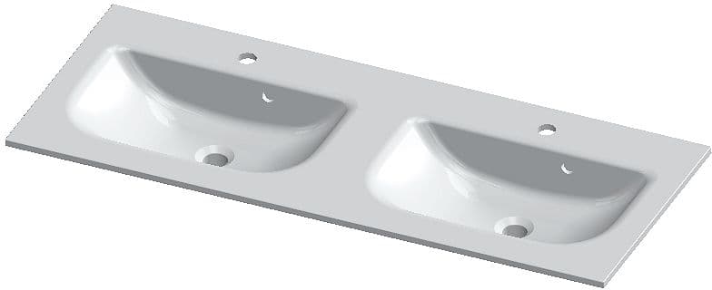 TABLET FORM/ALANO 140CM 2 LAVABO MARBRE DE SYNTHESE BLANC