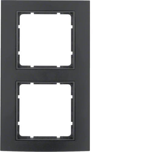 Plaque de recouvrement 2 postes Berker B.3 Alu, Noir / Anthracite