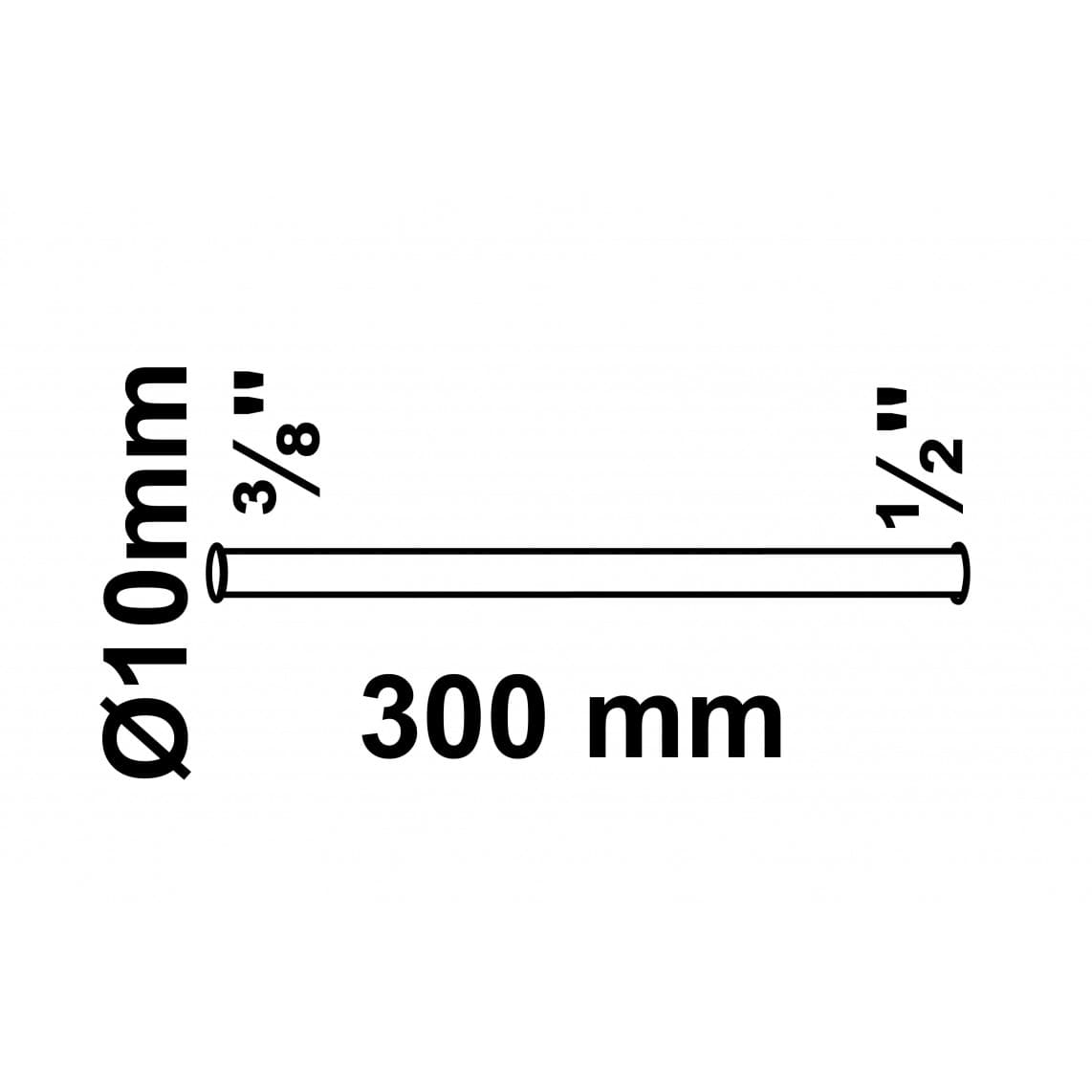 98627014 CU Tube de raccordement 300 mm, chromé 10 mm
