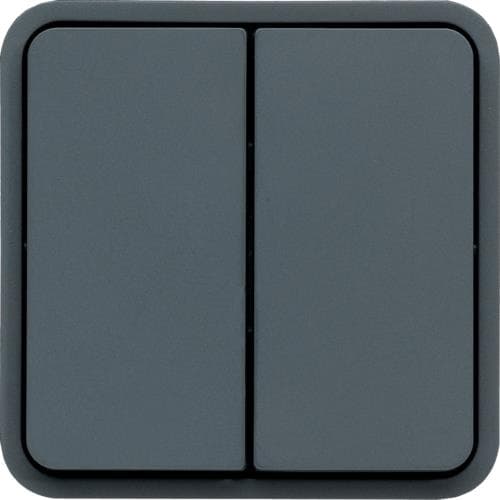 Double poussoir inverseur Cubyko, Gris, NO + NF, quickconnec