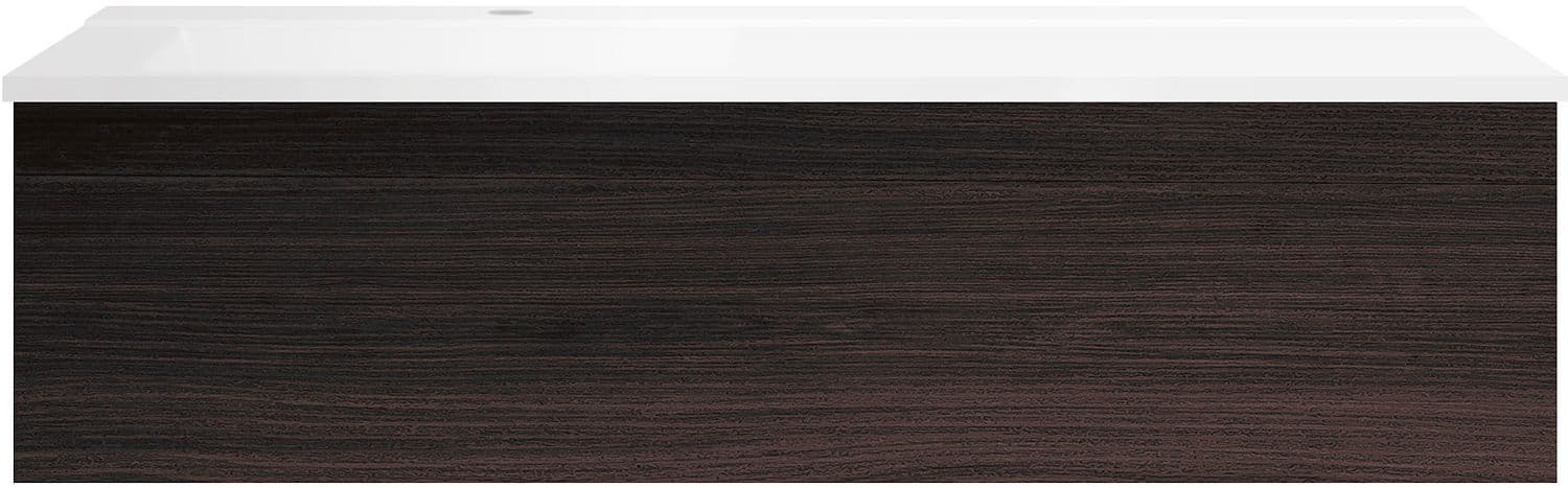 SOUS MEUBLE COFFEE 1 TIROIR 120 CHENE DECOR MOKKA+LAVABO GAUCHE BLANC