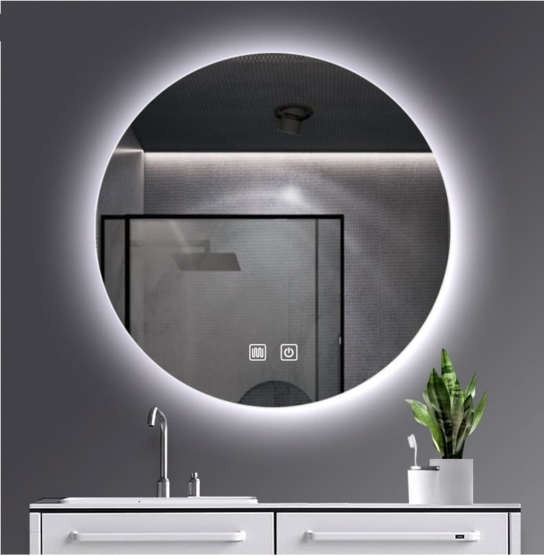ALONI OMEGA MIROIR - AVEC ÉCLAIRAGE LED - ROND - SANS CADRE - AVEC CHAUFFAGE - TEMPÉRATURE DE COULEUR LED 3500-6500K - 60CM