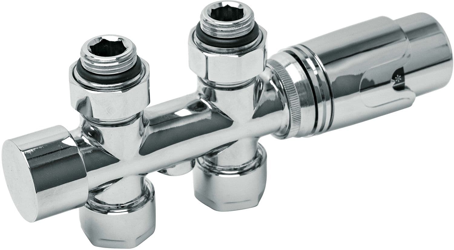 D-DESIGN KIT DE ROBINET RADIATEUR THERMOSTATIQUE BITUBE/MONOTUBE +RACCORD 16MM DROIT CHROME