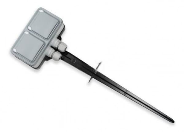 Plexo piquet de jardin équipé de 2 prises 2 pôles + T