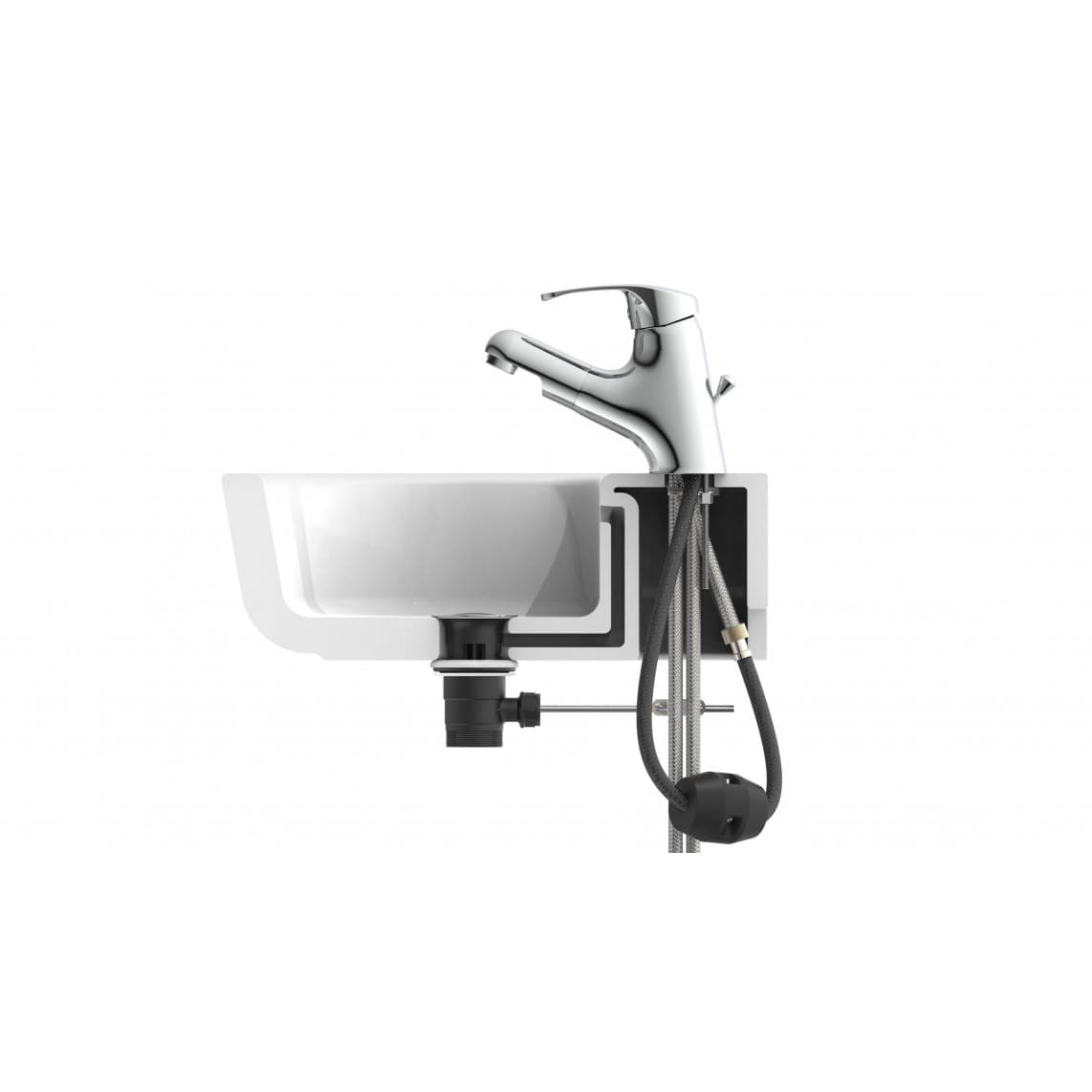 NI075TCO VICO Mitigeur lavabo, chromé, avec douchette à cheveux extractible