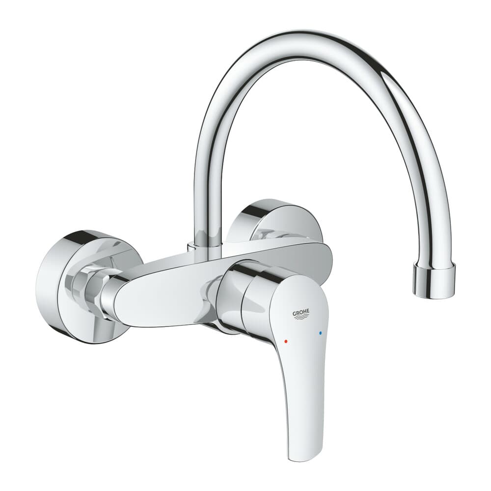 Grohe EuroSmart mitigeur évier mural StarLight SilkMove bec mobile chromé
