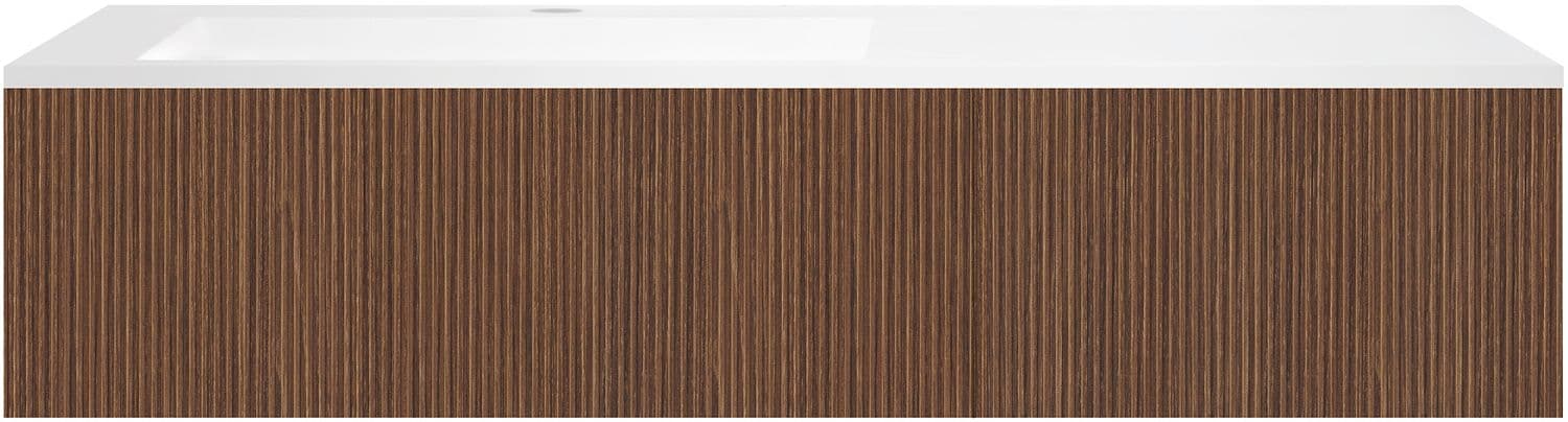 SOUS MEUBLE COFFEE 2 TIROIRS 140 NOYER DECOR SMARTLINE+LAVABO EN MARBRE SYNTHETIQUE GAUCHE BLANC