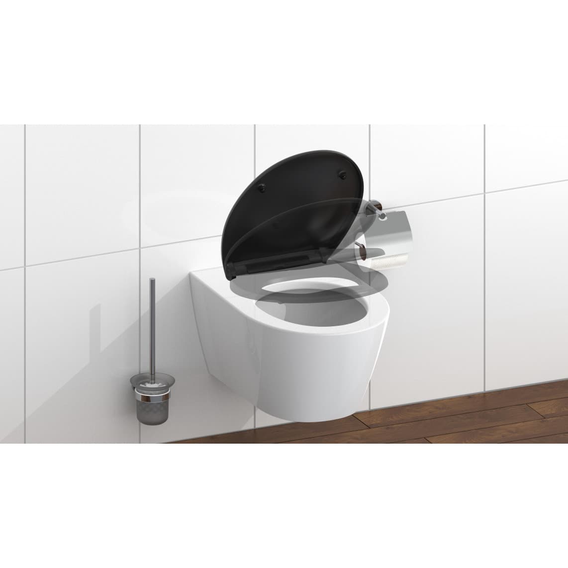 82410 abattant WC en Duroplast noir, avec frein de chute et déclipsable