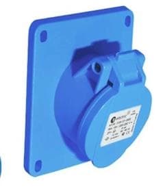 Prise CEE femelle semi-encastrée inclinée 3 x 32A 220 - 240Vac Bleu IP44 avec raccords rapides