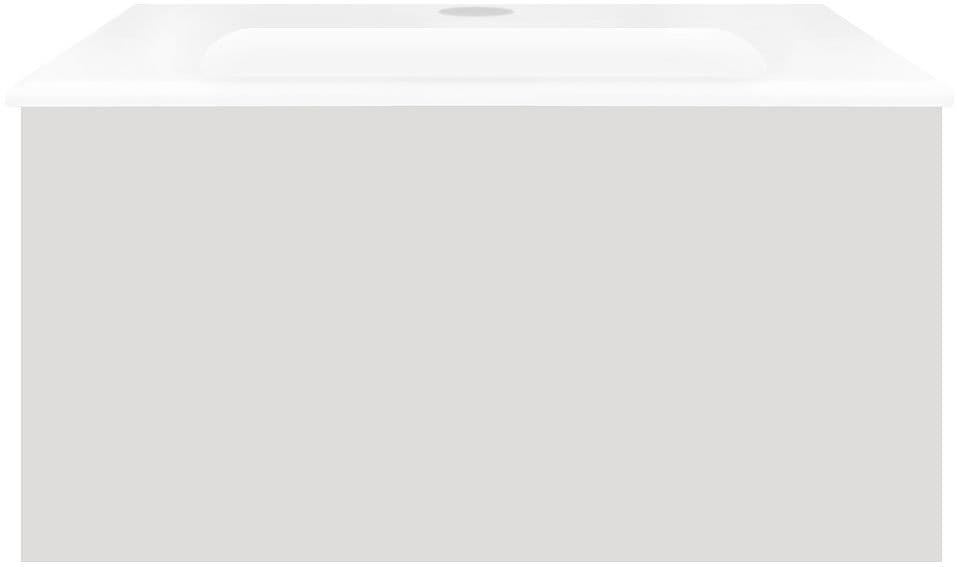 SOUS MEUBLE COFFEE 1 TIROIR 60 GRIS VELOURS MAT+LAVABO PORCELAINE BLANC