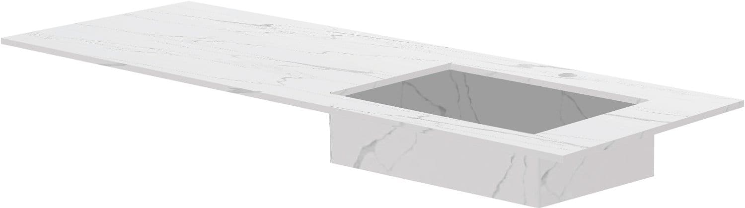 TABLET MARBRE CERAMIQUE PURO LAVABO S DROITE L140 H1,2 +TROU ROBINET WHITE CALACATTA