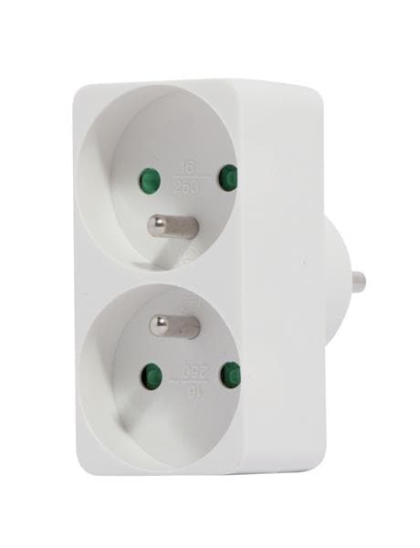 Fiche domino 2 x 10 / 16A Blanc
