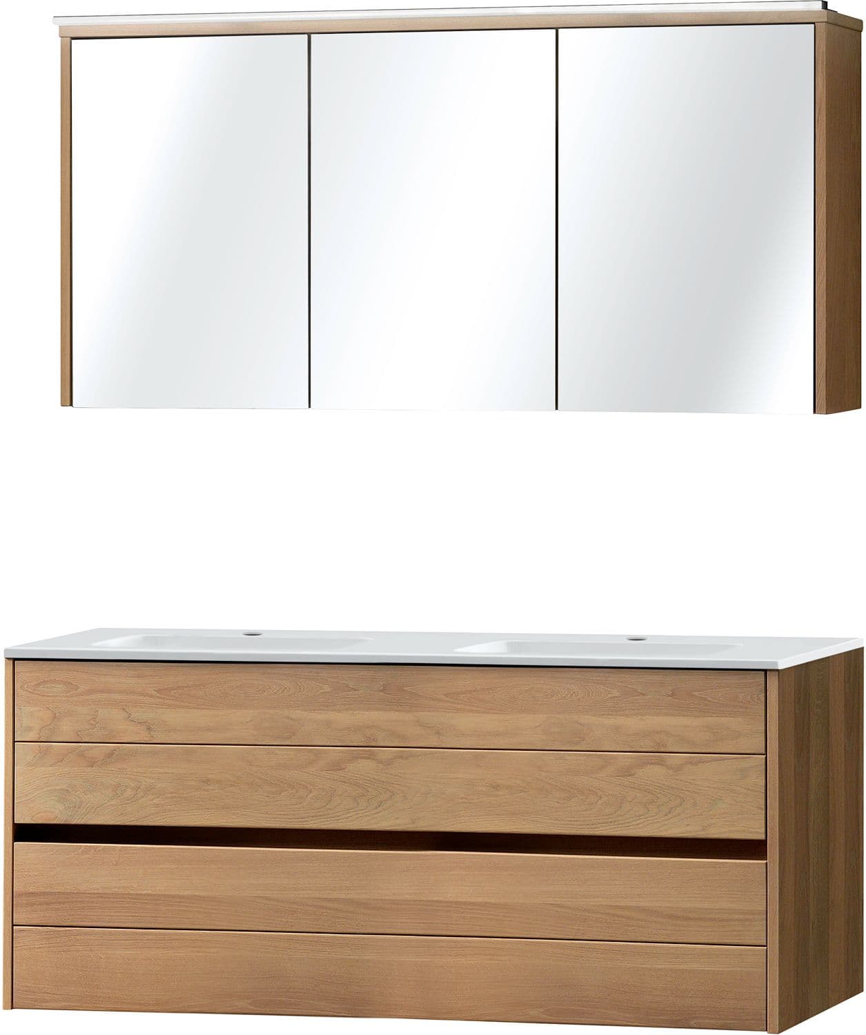 MEUBLE MOLTO CHENE MASSIF 140 MARBRE SYNTHETIQUE ARMOIRE TOILETTE
